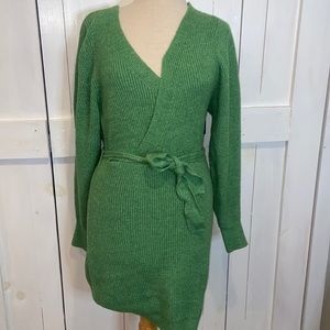 NWOT Free People Green Sienna Wrap Sweater Dress